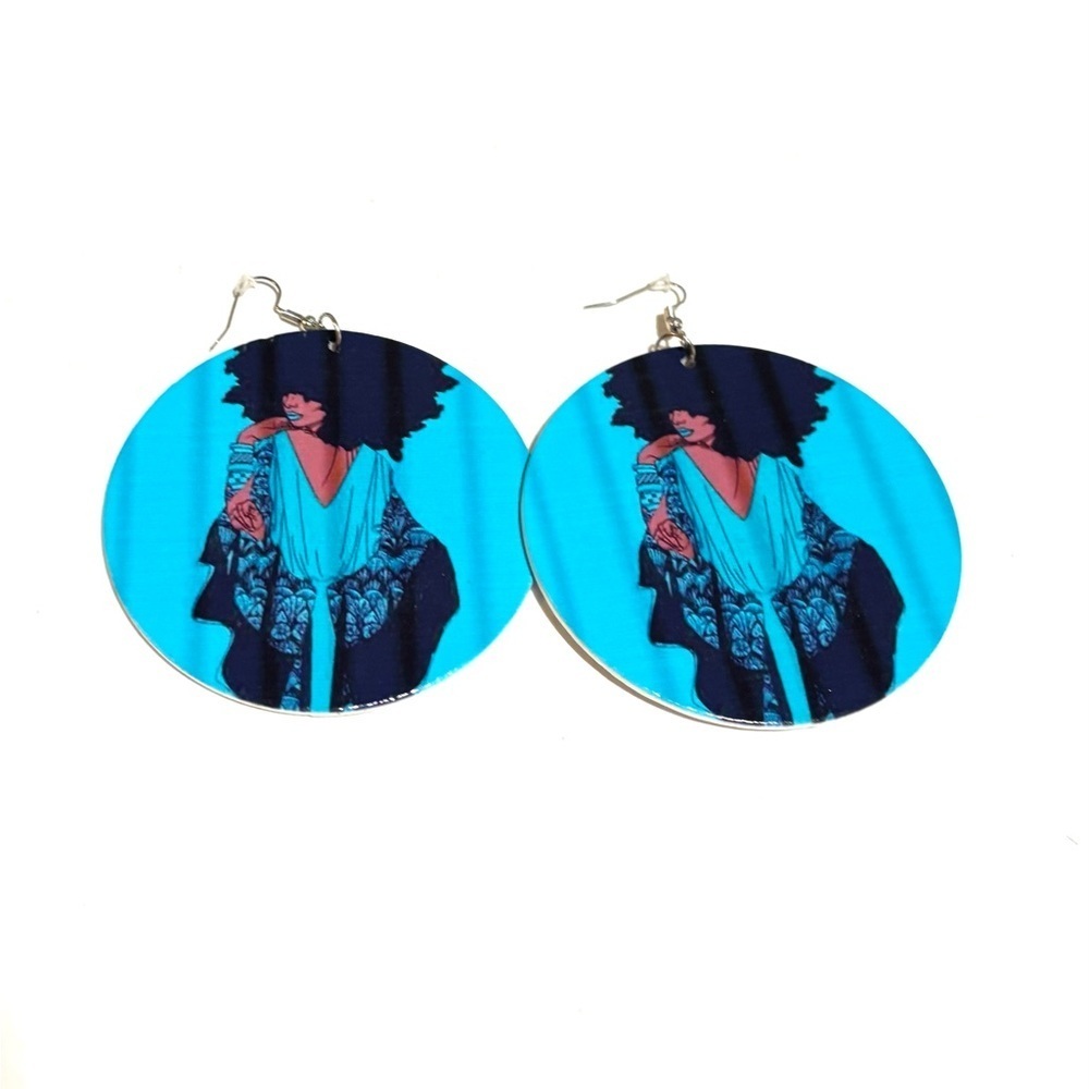 Stylish Blue Graphic Earrings